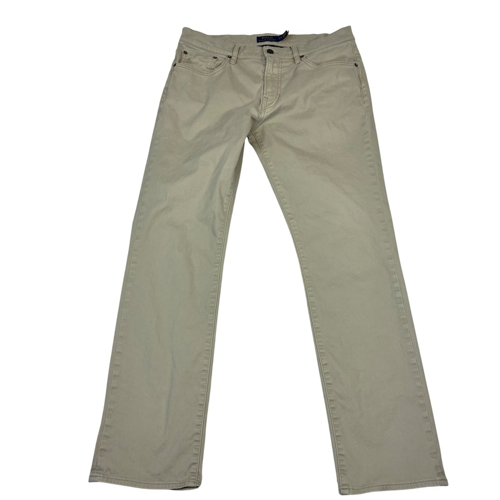 Polo Ralph Lauren Varick Slim Straight Men 32x31 Tan Khaki Chino Pants Trousers - Picture 3 of 11